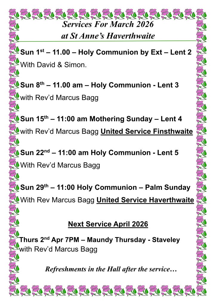 Services for March 