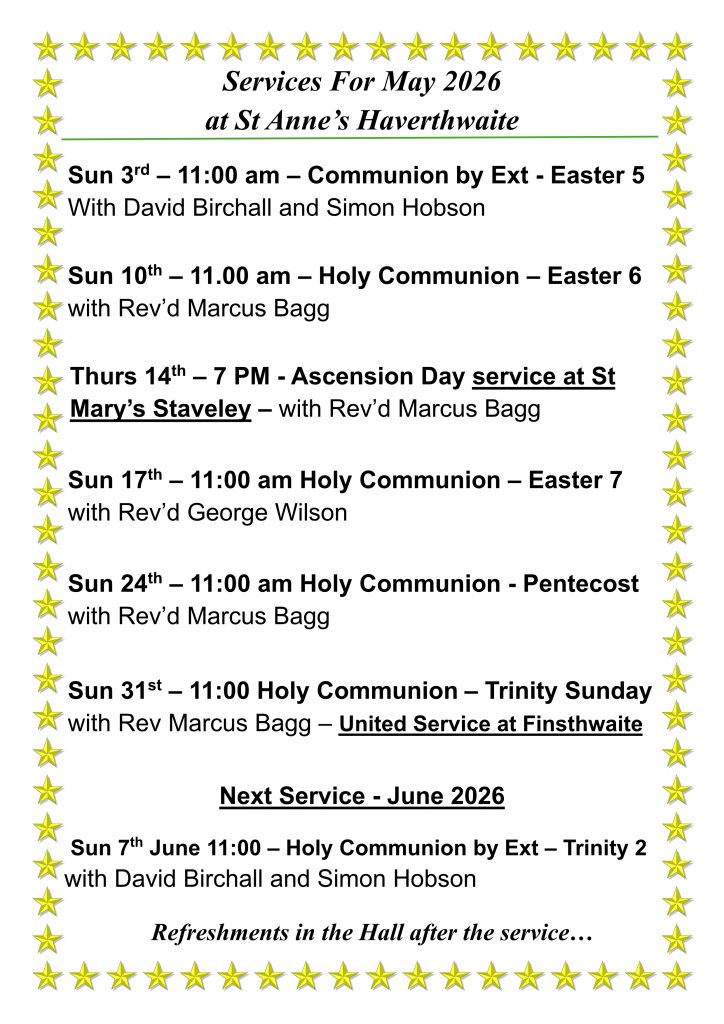 Services for May 2026