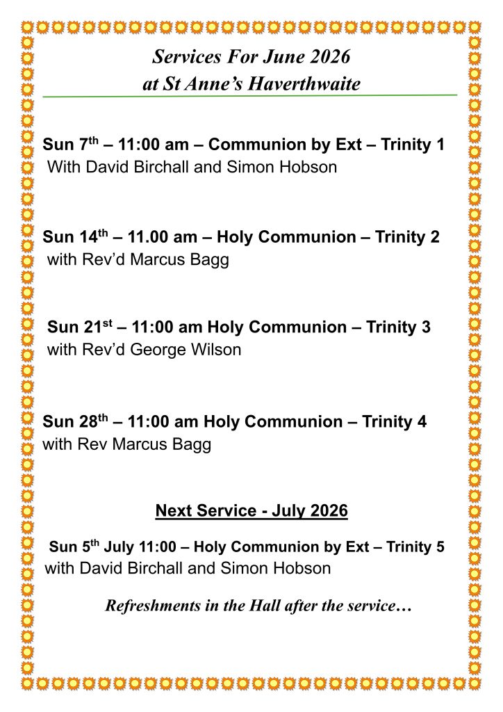 Revised services for June 26